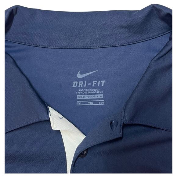 Nike Shirt Mens XXL Blue Dri Fit Polo Short Sleeve Swoosh Logo Golf Athletic - Picture 4 of 12